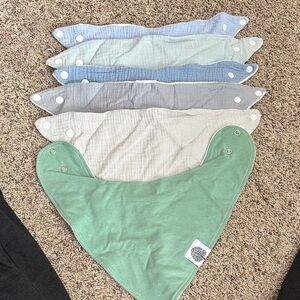 Baby Boy Bandana Drool Bibs - Mint & Neutral Blues Pack
